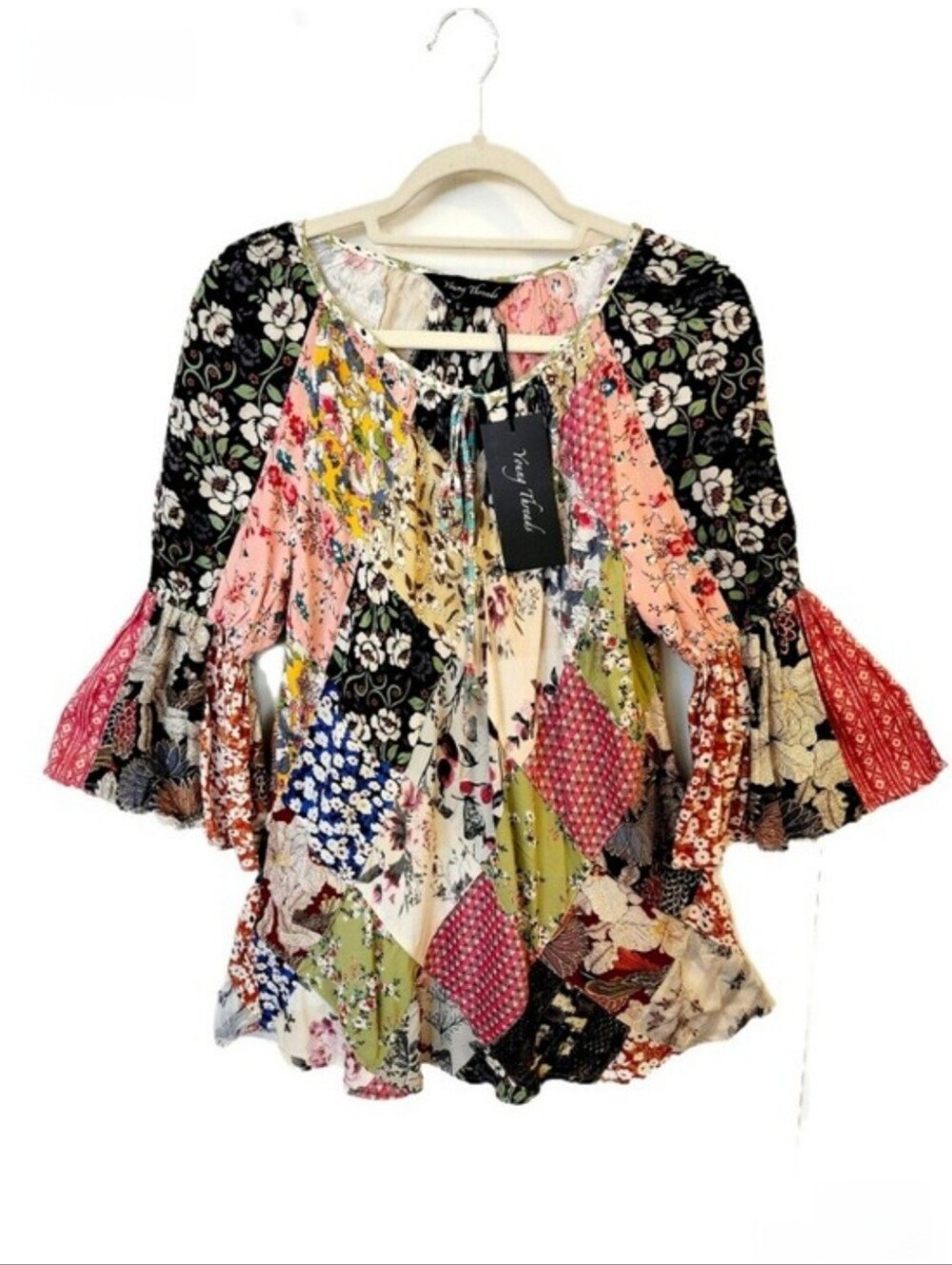 Young Threads Patchwork Boho Blouse